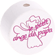 Motivperle "le petit ange de papa" (Französisch) : weiß - dunkelpink
