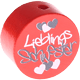Perlina con motivo "Lieblings-Schwester" : rosso