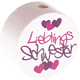 Perlina con motivo "Lieblings-Schwester" : bianco