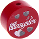 Motivperle "Lillasyster" (Schwedisch) : bordeauxrot