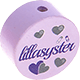 Motivperle "Lillasyster" (Schwedisch) : flieder