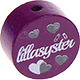 Motivperle "Lillasyster" (Schwedisch) : purpurlila