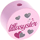 Motivperle "Lillasyster" (Schwedisch) : rosa