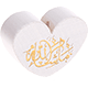 Perlina a forma di cuore con motivo "MashAllah" : bianco
