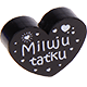 Perlina a forma di cuore con motivo "Miluju taťku" : nero