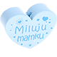 Perlina a forma di cuore con motivo "Miluju mamku" : azzurro bambino