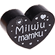 Perlina a forma di cuore con motivo "Miluju mamku" : nero