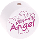 Perlina con motivo "mummy's angel" : bianco - rosa scuro