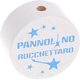 Motivperle "Pannolino Rocchettaro" (Italienisch) : weiß - skyblau