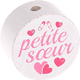 Motivperle "petite sœur" (Französisch) : weiß