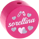 Motivperle "sorellina" (Italienisch) : dunkelpink