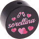 Motivperle "sorellina" (Italienisch) : schwarz