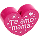 Motivperle Herz - "Te amo mama" (Spanisch) : dunkelpink