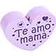 Motivperle Herz - "Te amo mama" (Spanisch) : flieder