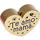 Motivperle Herz - "Te amo mama" (Spanisch) : gold