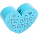 Motivperle Herz - "Te amo mama" (Spanisch) : helltürkis