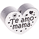 Motivperle Herz - "Te amo mama" (Spanisch) : silber