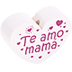 Motivperle Herz - "Te amo mama" (Spanisch) : weiß - dunkelpink