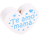Motivperle Herz - "Te amo mama" (Spanisch) : weiß - skyblau