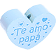 Motivperle Herz - "Te amo papa" (Spanisch) : babyblau