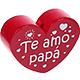 Motivperle Herz - "Te amo papa" (Spanisch) : bordeauxrot