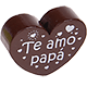 Motivperle Herz - "Te amo papa" (Spanisch) : braun