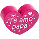Motivperle Herz - "Te amo papa" (Spanisch) : weiß - dunkelpink