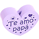 Motivperle Herz - "Te amo papa" (Spanisch) : flieder