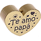 Motivperle Herz - "Te amo papa" (Spanisch) : gold