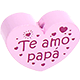 Motivperle Herz - "Te amo papa" (Spanisch) : rosa