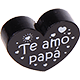 Motivperle Herz - "Te amo papa" (Spanisch) : schwarz