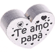 Motivperle Herz - "Te amo papa" (Spanisch) : silber