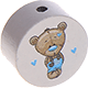 Perlina con motivo “Orsacchiotto” : grigio chiaro - azzurro bambino