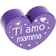 Motivperle Herz - "Ti amo mamma" (Italienisch) : blaulila