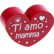 Motivperle Herz - "Ti amo mamma" (Italienisch) : bordeauxrot