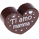 Motivperle Herz - "Ti amo mamma" (Italienisch) : braun