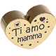 Motivperle Herz - "Ti amo mamma" (Italienisch) : gold