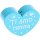 Motivperle Herz - "Ti amo mamma" (Italienisch) : helltürkis
