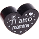 Motivperle Herz - "Ti amo mamma" (Italienisch) : schwarz