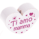 Motivperle Herz - "Ti amo mamma" (Italienisch) : weiß - dunkelpink
