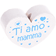 Motivperle Herz - "Ti amo mamma" (Italienisch) : weiß - skyblau