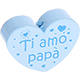 Motivperle Herz - "Ti amo papà" (Italienisch) : babyblau