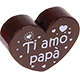 Motivperle Herz - "Ti amo papà" (Italienisch) : braun