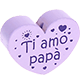 Motivperle Herz - "Ti amo papà" (Italienisch) : flieder