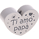 Motivperle Herz - "Ti amo papà" (Italienisch) : hellgrau