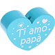 Motivperle Herz - "Ti amo papà" (Italienisch) : helltürkis