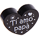 Motivperle Herz - "Ti amo papà" (Italienisch) : schwarz