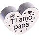 Motivperle Herz - "Ti amo papà" (Italienisch) : silber