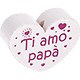 Motivperle Herz - "Ti amo papà" (Italienisch) : weiß - dunkelpink