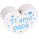 Motivperle Herz - "Ti amo papà" (Italienisch) : weiß - skyblau